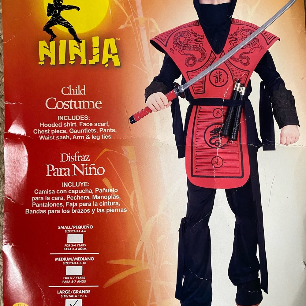 Ninja Child Costume, Red, Size Large 12-14